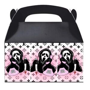 Halloween Ghost Face Gabel Gift Box Set of 12 6.3in h x 3.5in w
